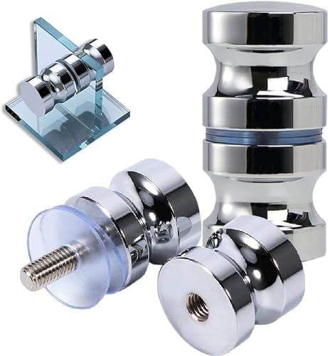 2 Stück Duschtürknauf, Türknauf, rund, Glas, Duschtürknauf, Edelstahl-Türgriff, Edelstahl (Modell D)
