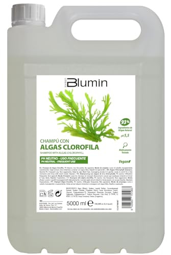 Blumin Champú de uso diario con Algas Clorofila, ideal para todo tipo de cabellos, Garrafa de 5000 ml