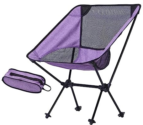 CRBUDY Campingstuhl Outdoor-Camping-Klappstuhl Ultraleichter tragbarer Aluminium-Angel-Strand-Picknickstuhl zum Wandern Camping-Klappstuhl (Farbe: Lila, Größe: 53 * 35 * 67)