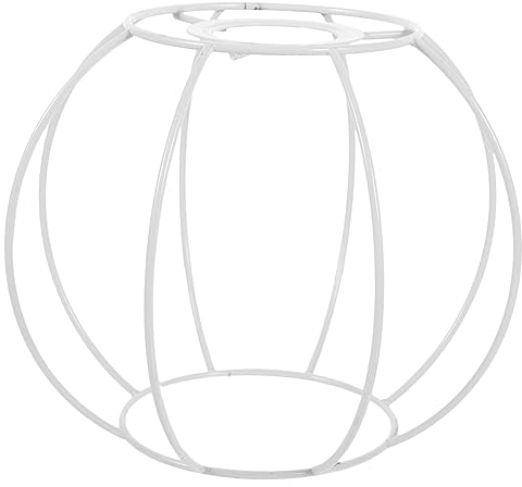 Amosfun Vintage Lampenschirmrahmen Aus Metall, Diy Lampenschirm Gestell, Retro Deckenlampe, Handgefertigter Lampenschirm, Weiß, 18x18x15cm, FüR Wohnzimmer, Schlafzimmer, Romantische AtmosphäRe