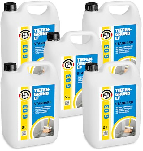 HALBAU Tiefengrund 25 L, Grundierungsmittel Innen Aussen, Grundierung Voranstrich für Putz, Farben, Tapeten G03