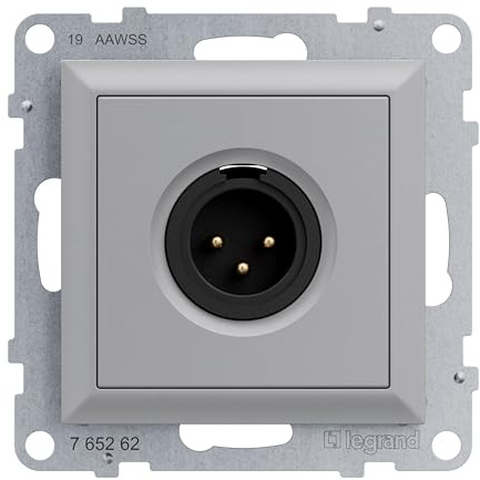 LEGRAND, SEANO XLR-Dose 3-polig männlich, Einsatz inklusive Abdeckung, Schraubklemmen: 0,5 mm², Farbe: Aluminium, 765262
