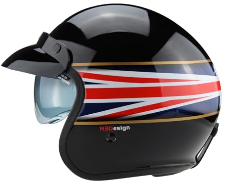 ViPER Motorcycle Helmet with Inner Sun Visor RSV06 Plus Open Face Jet Motorbike Helmets for Adult - Motorbike Rider Road Legal ECE2206 Approved for Cruise Bike Chopper Moped Scooters