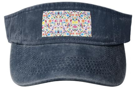 Mexican Otomi Animals Cappelli con visiera parasole, cappello aperto per donne e uomini, cappelli da pesca, visiera solare per adulti, Blu navy, Taglia unica