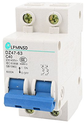 Interruttore on/off AC 230V/400V 40A Mini interruttore automatico bipolare 6000A