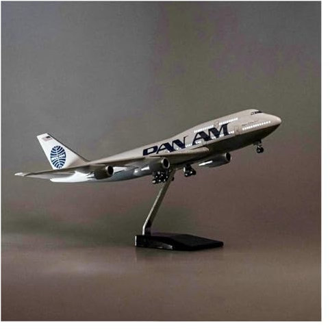 Display Airplane 1/150 For 47cm PAN AM Airline 747 B747 Aircraft Model W Light And Wheel Diecast Resin Scale Aircraft for Gift(Color:With light)