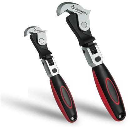 QUENCHING 2-Pcs 7.5 Inch & 9.5 Inch Adjustable Wrench Set, 5/16 to1.1/4, 8 to 32 mm, Wide Jaw, Self Adjusting Crowfoot Wrench, Auto Jaw Adjusting