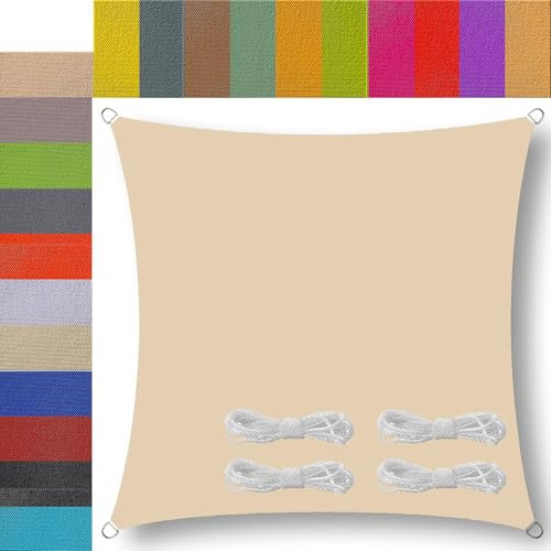 Ufamiluk sonnensegel 5x8m Rechteck Segeltuch wasserdicht sonnensegel nach maß Balkon Regenschutz 95% UV Schutz Windschutz Überdachung Plane für Garten Terrasse Outdoor Beige