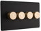 Dowsing & Reynolds Quadruple LED Dimmer Light Switch 4 gang 2 way 5-150W Matt Black with Brass Knobs