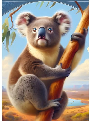 QINRUBB Koala Umarmt Baum Diamond Painting Erwachsene, 5D Koala Diamant Painting Bilder Anfänger, DIY Runder Vollbohrer Diamanten Malerei Stickerei Set Kreuzstich Geschenke Home Wand Dekor 30x40cm
