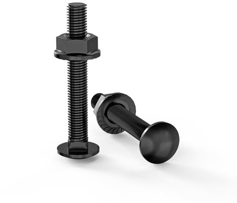 ORTAVA Lot de 20 boulons de carrosserie M6 x 40 - Oxyde noir DIN 603 - Avec écrou à bride hexagonal - En acier inoxydable A2 V2A