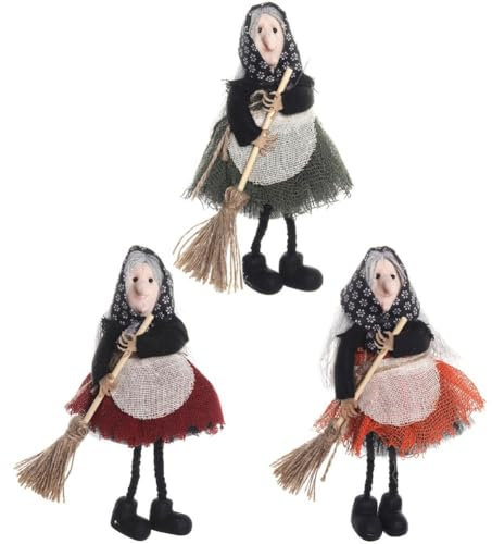 Keuyeo 3 Teile/Satz Halloween Hexe Dekorationen Hängen Hexe Spielzeug Fliegende Hexe Figur Ornamente Halloween Hängende Ornamente Dekor