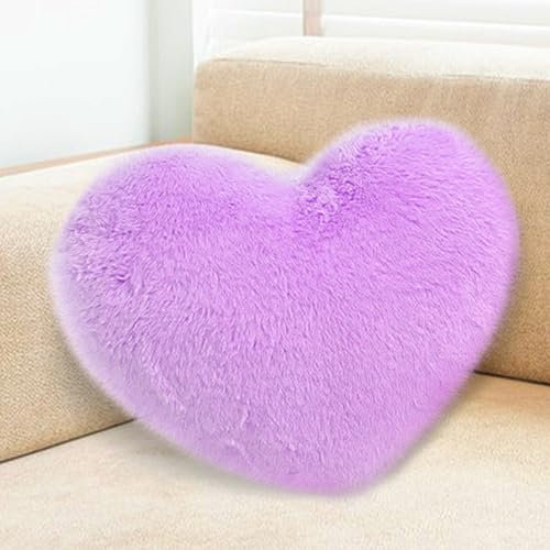 Gohytal Herzkissen, Lila Plüsch Kissen, Herzform Kissen Kuschelkissen,Schmusekissen Flausch Plüsch Love Zierkissen Dekokissen,plüsch Weiche kissen Deko für Kinder für Wohnzimmer Schlafzimmer Sofa Bett