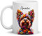 Coffee Mug Personalized Yorkshire Terrier Dog With Name, Custom Yorkshire Terrier Flowers Cute Yorkshire Terrier For Dog Lovers Mom Dad, Yorkshire Terrier Tea Cup Funny Ceramic Cup For 330ML