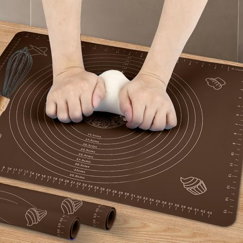 Tapis à Pâtisserie en Silicone Antidérapant,Tapis De Cuisson Silicone,Extra épais et Antiadhésif Tapis de pâte Tapis de pétrissage,Convient à La Fabrication De Macarons,De Pizza (Marron, 40×60)