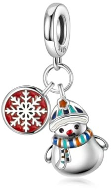 PHCLASY Snowman Charms-Anhänger Weihnachten Bead 925 Sterling Silber Pendant für Europäische Armbänder für Damen