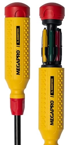 MEGAPRO® 15-in-1 Original Multi-bit Screwdriver | Home DIY & Repair | Construction | Tradeswork | 14 Industrial-grade bit tips | 1/4 Hex Drive in shaft (PL Robertson)
