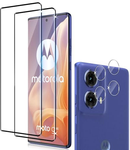 Liilaa Protector Pantalla para Motorola Moto G85 5G con Protector Cámara, 9H Cristal Vidrio Templado, HD Clara, 2+2 Piezas