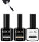 3PK GLOZ No Wipe Base, Top & Matte Coat Gel Nail Polish, UV/LED Soak-Off Clear Gel, High Gloss Shine, Long Lasting, Chip Resistant, Alcohol-Free, Suitable For Professionals & Salon Home Use-(8ML)