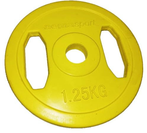 AemaSport Discos de 28mm de 1,25/2,5/5,/10/15/20/25 kg - Pesas para Barra de Entrenamiento y Musculación - Discos de Hierro Duraderos para Gimnasio en Casa o Ejercicio Funcional (2x1,25Kg)