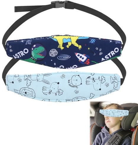 Huybaa 2PCS Soporte para Cabeza de Bebé en el Coche, Ajustable y Suave de Algodón, Reposacabezas para Asiento de Auto, Protección para Viajes