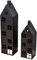 2er Set Laterne Haus H65-95cm Metall Schwarz Deko Windlicht Industrial Style Kerze Kerzenständer Lichtdeko