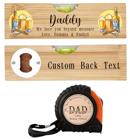 Daddy We Love You Beyond Measure Persoanlzied Wasserwaage Flaschenöffner, individuelles Maßband für Vater, Opa, Ehemann, niemand misst bis zu Ihnen, Bierwasserwaage für Geburtstag, Vatertag