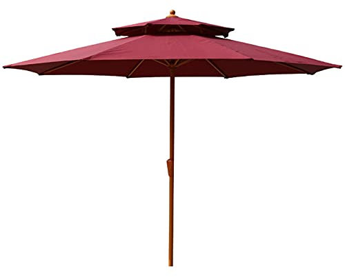FT Grande Table Basse extérieure étanche/Parapluie de Piscine Parasol avec pôles en Fer en Bois (Couleur: Rouge)
