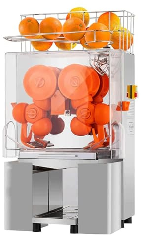 Exprimidor de naranjas comercial, de acero inoxidable de alta resistencia, automático, de masticación lenta, 120 W, 20-22 naranjas/min, 40-80 mm, rendimiento del 40-50%, con filtro extraíble