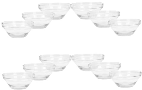 CIYODO 12 pièces Lot de Bols Verre Transparents pour Préparation Masque Facial Coupelles Esthétiques DIY Mélanges Huiles Essentielles Usage Salon et Maison Design Pratique et Lavable