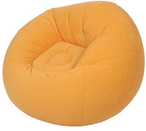 VALICLUD Aufblasbarer Outdoor Sitzsack Orange Beflockt Camping Luftsofa Tragbarer Sofastuhl für Garten Strand und Reisen