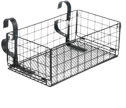 Metal Storage Basket for Above Ground Pools with For Square Top Rails, Adjustable Frame Locks Securely Onto Rails Providing Stable and Spacious Poolside Organization Solution