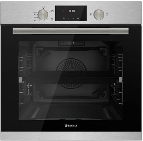 Teknix BITK264GSX 60cm Built-In Gas Oven – Integrated with 63L Capacity - LPG Convertible - Digital Timer Display - Double Glazed - Soft Close - Stainless Steel, W59.5 x H59.5 x D55.0 (cm)