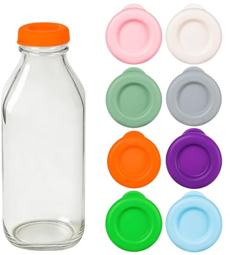 OuryTech Couvercles Pour Pot de Yaourt, 8 Couvercles Universels en Silicone Extensibles, Réutilisables