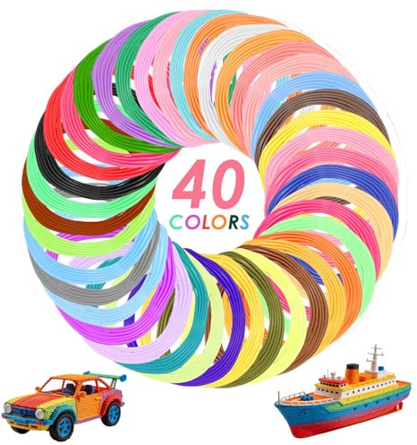 Goshoppers 3D-Stift PCL-Filament Nachfüllungen 1,75 mm, 40 Farben (je 5 m) | Filament-3D-Druckmaterialien für Niedrigtemperatur-Druckstift, 200 m Set für MYNT3D & SCRIB3D, geruchsfrei & verbrennungsfrei