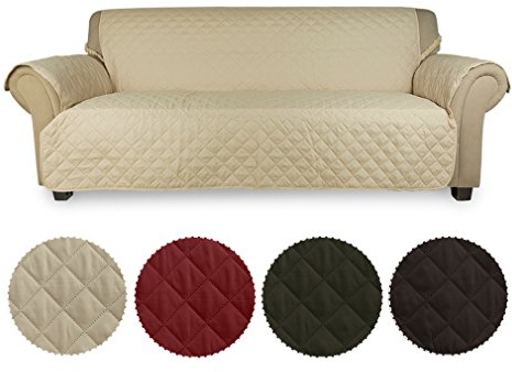 KINLO Sofa Abdeckung 3 Sitzer 167x165 Beige Schonbezug 100% Baumwolle Füllung sehr weich Sofa Überwurf Top Qualität Sesselauflage aus Polster Material eine Gute Belüftung Sofahusse Couch elastisch