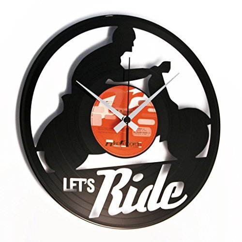 DISCOCLOCK - Orologio in vinile SILENZIOSO e PERSONALIZZABILE - LET'S RIDE - IDEA REGALO PER VESPISTI E CHI AMA LA VESPA