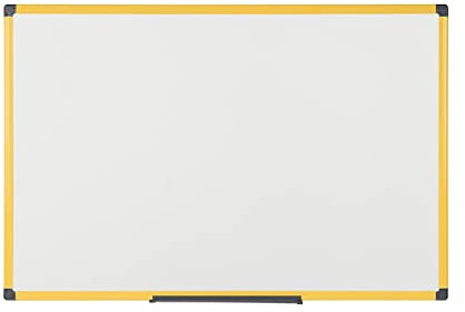 Bi-Office Ultrabrite Whiteboard - 180 x 90 cm - Magnetisch Magnettafel mit gelber Alurahmen und Stifteablage