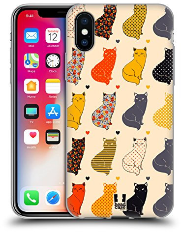 Head Case Designs Gelb Und Orange Katze Drucke Gel Handyhülle Hülle [Militärischer Schutzgrad] Kompatibel mit Apple iPhone X/iPhone XS