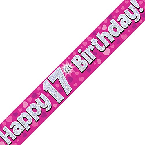 Oaktree Ltd Banner Happy 17th Birthday, Folie, Rose, 270 x 12 x 0.1 cm