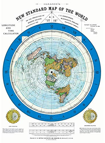 Riley Creative Solutions 1892 Flat Earth Map – Alexander Gleason's New Standard Map of the World 61 x 91 cm