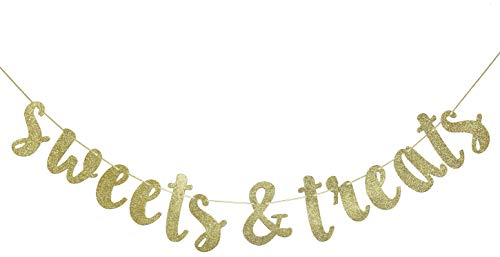 Bonbons & Treats Gold Glitzer Wimpelkette Banner, Verlobung, Brautparty, Hochzeit Party Dekorationen (Gold0)