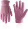 HANDLANDY Damen Gartenhandschuhe von Schweinsleder mit 3D-Netzstoff Design,Kratzfestige Handschuhe für Garten und Allgemeine Arbeit,Rosa