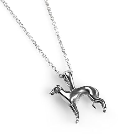 HENRYKA Halskette mit Windhundmotiv aus massivem 925er Silber mit 18-Zoll-Silberkette und Geschenkbox – Hundeschmuck-Geschenke