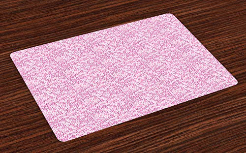 ABAKUHAUS Kunstwerk Platzmatten, Muster in Sakura Blumen, Untersetzer aus Waschbaren Stoff Tischdekoration mit Druck, Pale Fuchsia Baby Pink