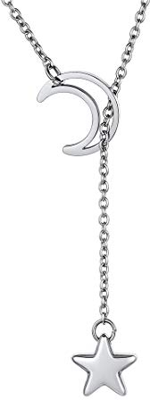ChainsHouse Damen Y Kette mit Stern Anhänger Mädchen Stern Kette Mond Kette mit Geschenkebox für Valentinstag Jaherstag