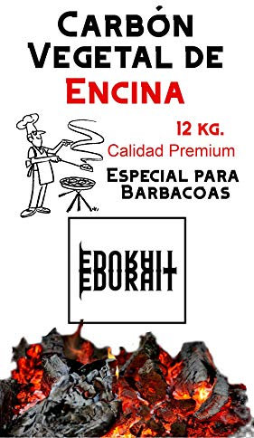 Carbón Vegetal Ecologico de Encina, para Barbacoas, Procedente de la Poda de Dehesas, Alto Poder calorífico, Larga Duración, Especial Barbacoas y Restaurantes. (Carbon 12Kg)
