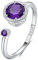 Qings Amethyst Offene Ringe für Damen, Verstellbarer Geburtsstein Ring Februar