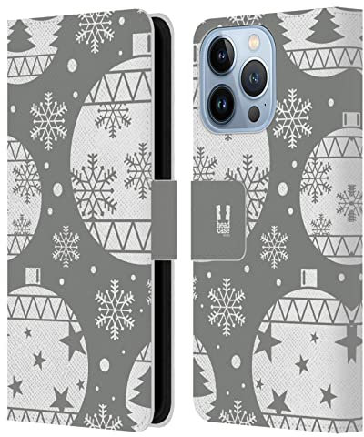 Head Case Designs Balls Silver Holiday Collection Leather Wallet Case Compatible With Apple iPhone 13 Pro
