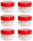 AFSUK 6 x 50ml Plastic Storage Jar With Screw Top Lids Airtight Food Storage Containers BPA Free For Kitchen, Herb, Spices, Sweets Clear Canister pots, Clear / Red Lid, 50ml Storage Jar